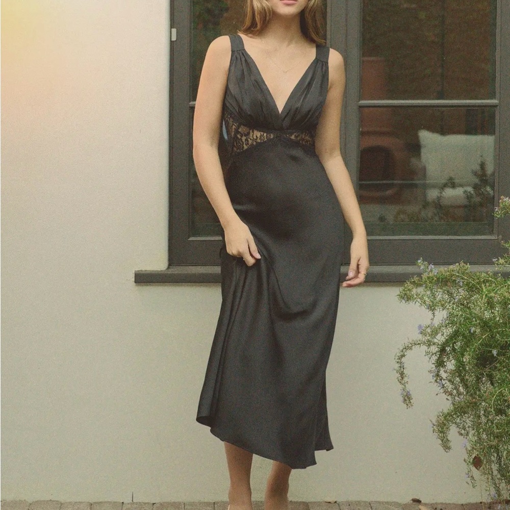 1. Black Maxi Satin Dress